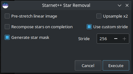 Interface graphique de Starnet++