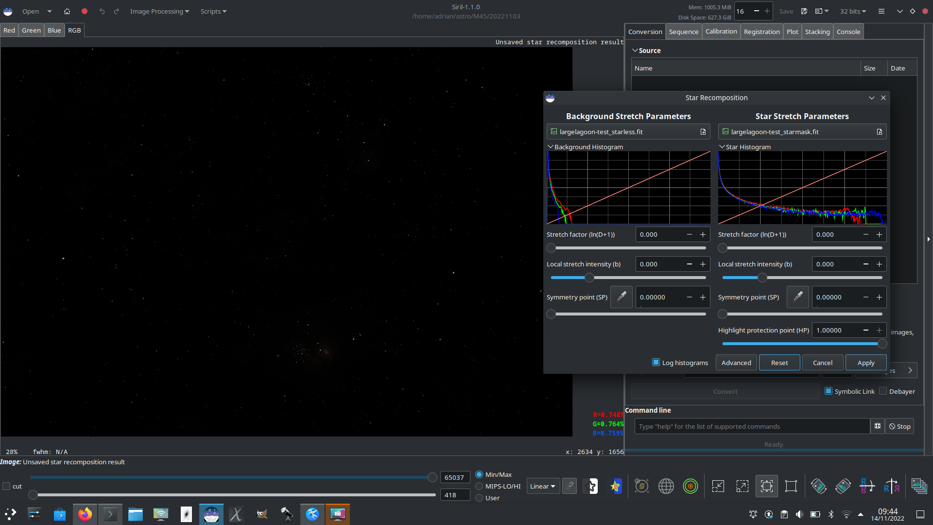 L&rsquo;interface utilisateur de l&rsquo;outil de recombinaison des étoiles