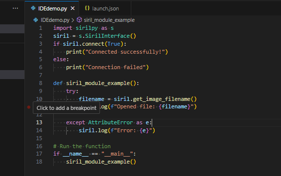 Set up a breakpoint