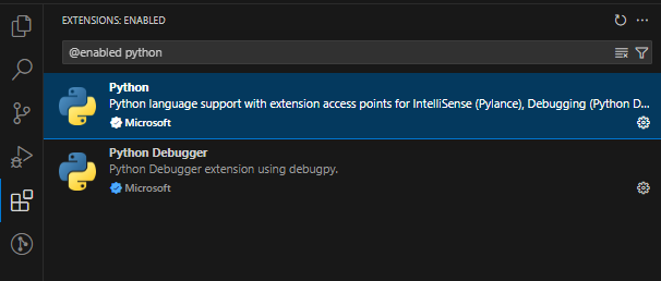 Python extensions for VSCode